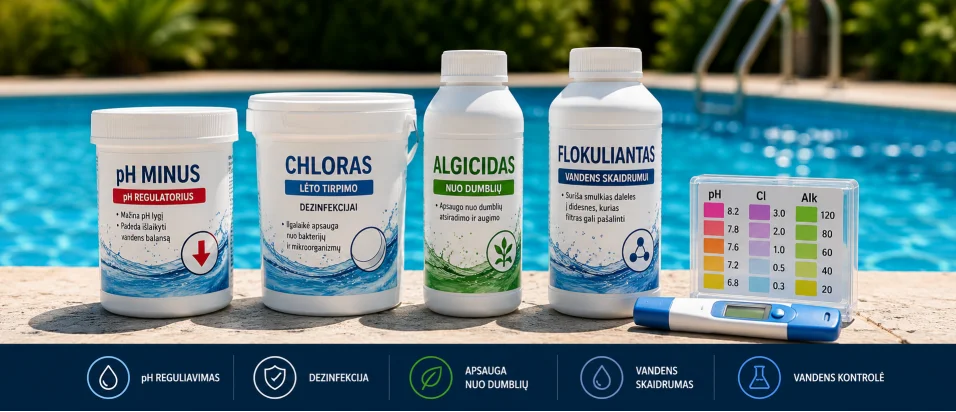 5 substanțe chimice esențiale pentru piscină