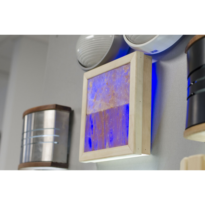 Lampă LED RGB cu sare de Himalaya, lemn de abachi