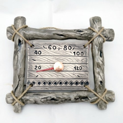 Termometru ceramic pentru saună - într-un cadru de crenguță  Termometru ceramic pentru saună - într-un cadru de crenguță