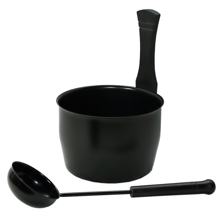 Set găleată și oală din oțel, negru