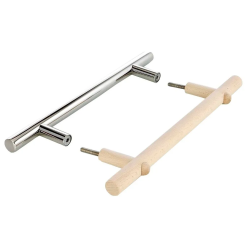 Set mânere uși din oțel inoxidabil și lemn 