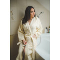 Halat de baie din bumbac cu glugă, crem - 0