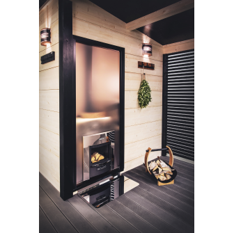 Perete de sticlă HARVIA Duo 9 x 19 cu cadru, aluminiu negru