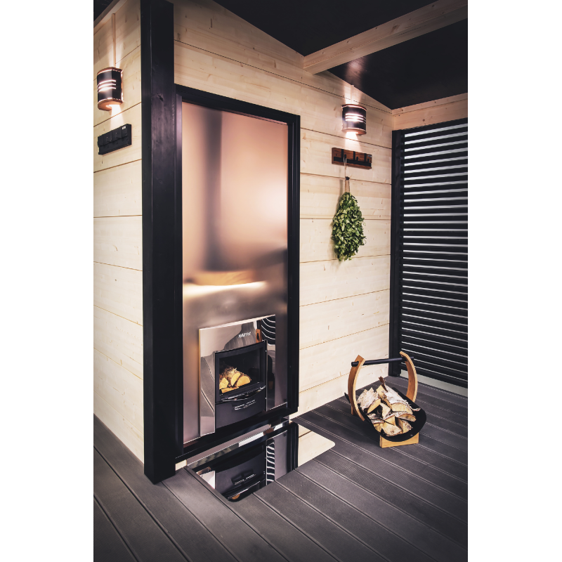 Perete de sticlă HARVIA Duo 9 x 21, inclusiv cadru, aluminiu negru