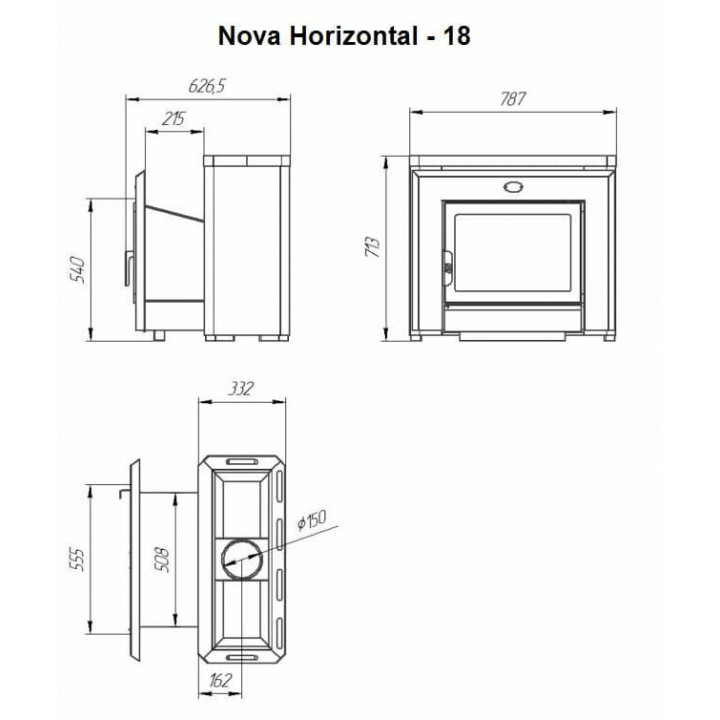 Încălzitor de saună pe lemne - NOVA HORIZONTAL 26