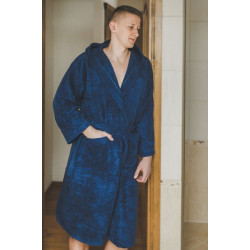 Halat din bumbac albastru cu glugă 