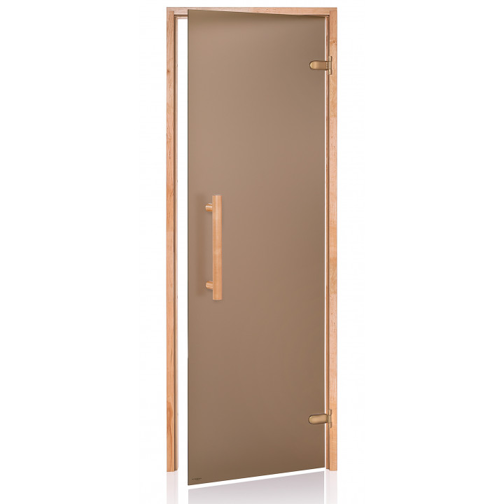 Uși de saună AD NATURAL din sticlă, Sticlă mată, 90 x 200, Arin, Bronz mat