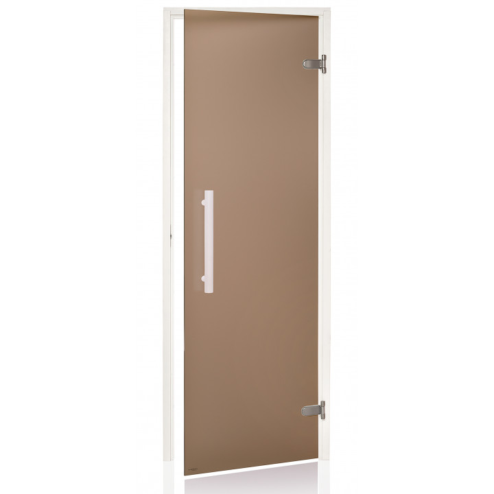 Ușă de saună AD din sticlă, ramă albă, 70 x 210, bronz