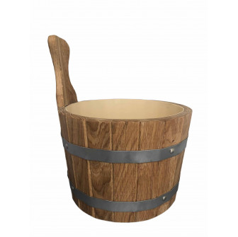 Găleată de stejar cu mâner din lemn, 5l