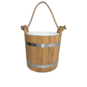 Găleată de saună din stejar cu mâner din frânghie, 12 l - 0