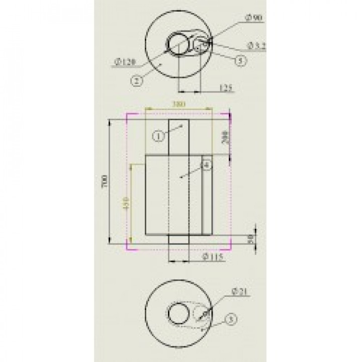 REZERVOR PENTRU SAUNA 45 L 0,8 mm, 115/D115