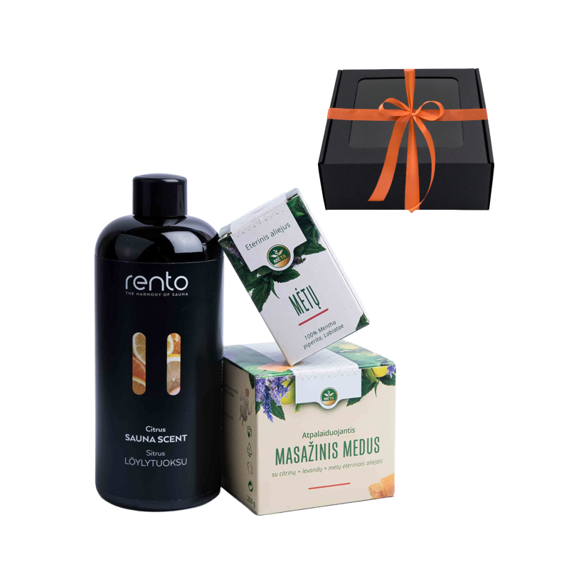Set cadou intr-o cutie cadou LEMON. Miere, ulei esențial și esență de parfum