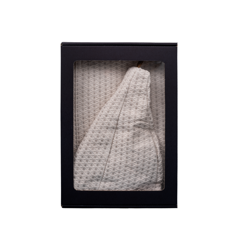 Set cadou într-o cutie cadou pentru EL. Căciulă și șorț de saună pentru bărbați - IN