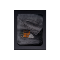 Set cadou într-o cutie cadou pentru EL. Căciulă și șorț de saună pentru bărbați - GRI