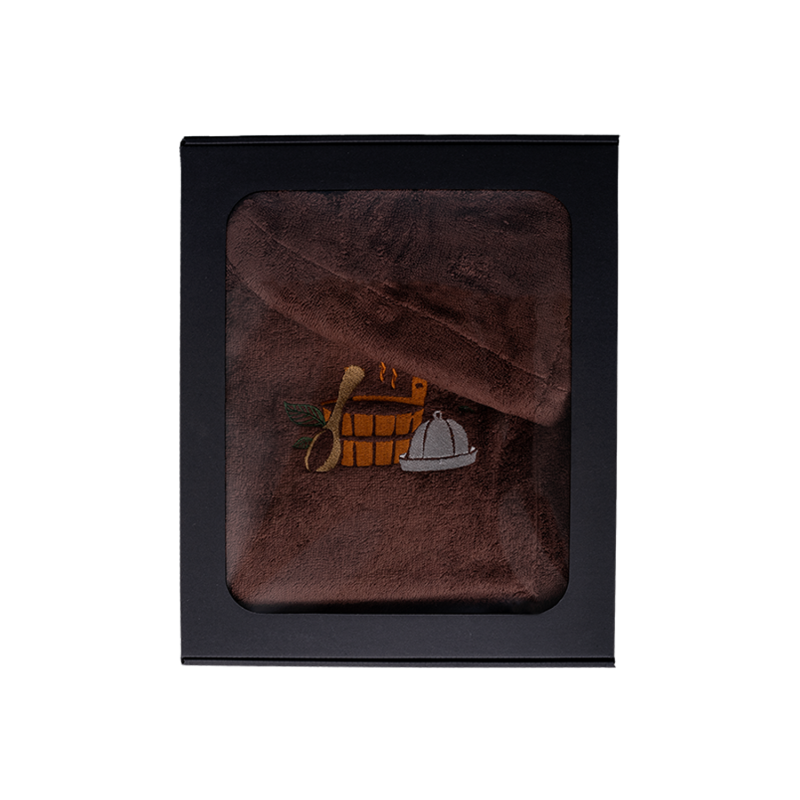 Set cadou într-o cutie cadou pentru EL. Căciulă și șorț de saună pentru bărbați - MARO