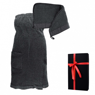 Set cadou în cutie cadou RENTO KENNO FOR HER. Prosop de păr și șorț, gri
