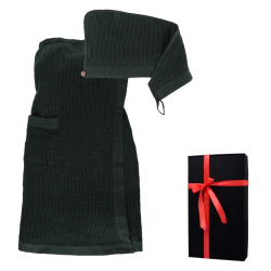 Set cadou în cutie cadou RENTO KENNO FOR HER. Prosop de păr și șorț, verde închis 