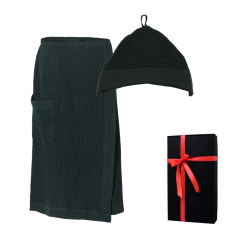 Set cadou în cutie cadou RENTO KENNO FOR HIM. Căciulă și șorț din bumbac, verde închis 