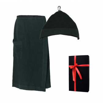 Set cadou în cutie cadou RENTO KENNO FOR HIM. Căciulă și șorț din bumbac, verde închis