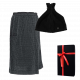 Set cadou în cutie cadou RENTO KENNO FOR HIM. Căciulă și șorț de saună, gri închis/negru