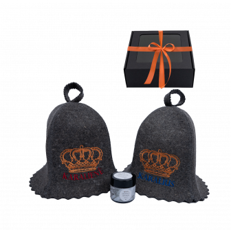 Set cadou în cutie cadou DARK KINGS. Capace de saună și cristale de mentol