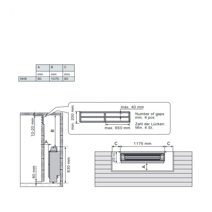 Încălzitor electric pentru saună - HARVIA Încălzitor ascuns HH9 9,0 kW