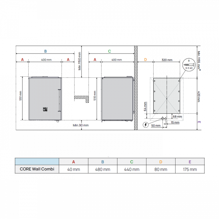 Încălzitor electric pentru saună - HUUM Core Wall Combi, negru