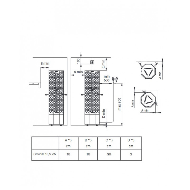 Încălzitor electric de saună - NARVI SMOOTH 10.5 kW, negru