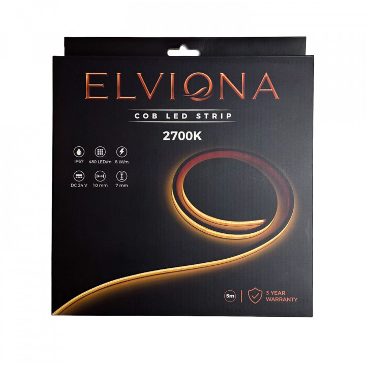 Bandă LED COB pentru saună Elviona, 2700 K, 5 m