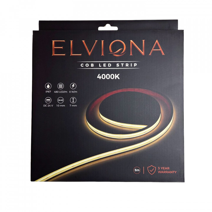 Bandă LED COB Elviona pentru saună, 4000 K, 5 m