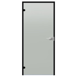 Ușă de sticlă cu încuietoare Harvia Black Line, satinată, 7x21, ramă din aluminiu negru 