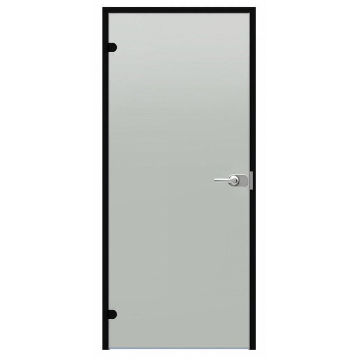 Ușă de sticlă cu încuietoare Harvia Black Line, satinată, 7x21, ramă din aluminiu negru
