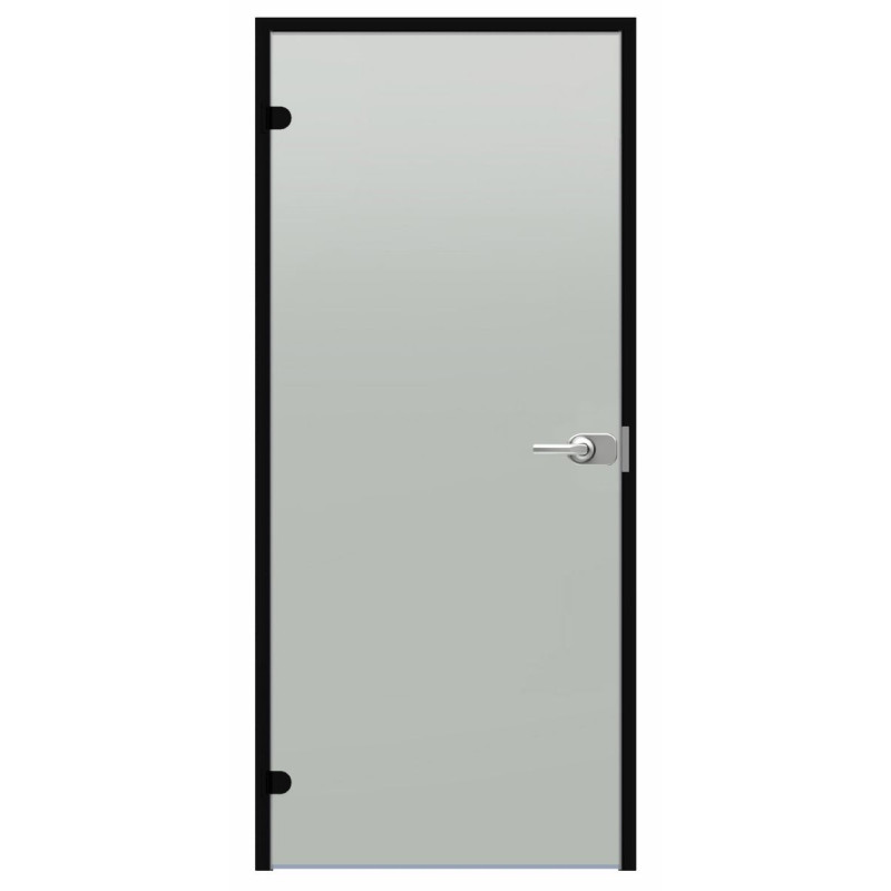 Ușă de sticlă cu încuietoare Harvia Black Line, satinată, 7x21, ramă din aluminiu negru
