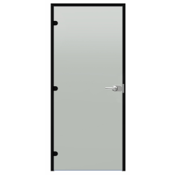 Ușă de sticlă cu încuietoare Harvia Black Line, satinată, 9x21, ramă din aluminiu negru 
