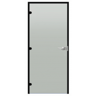 Ușă de sticlă cu încuietoare Harvia Black Line, satinată, 9x21, ramă din aluminiu negru