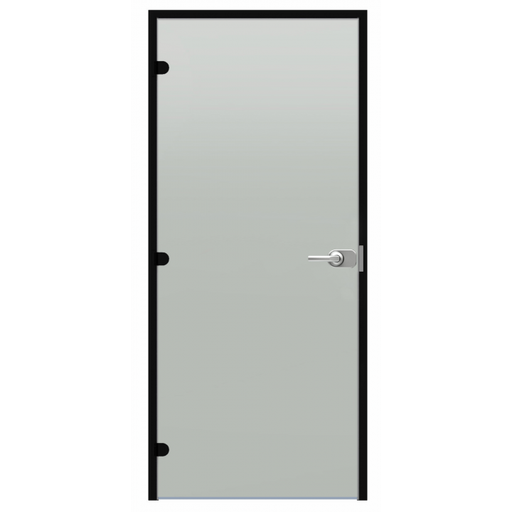 Ușă de sticlă cu încuietoare Harvia Black Line, satinată, 9x21, ramă din aluminiu negru