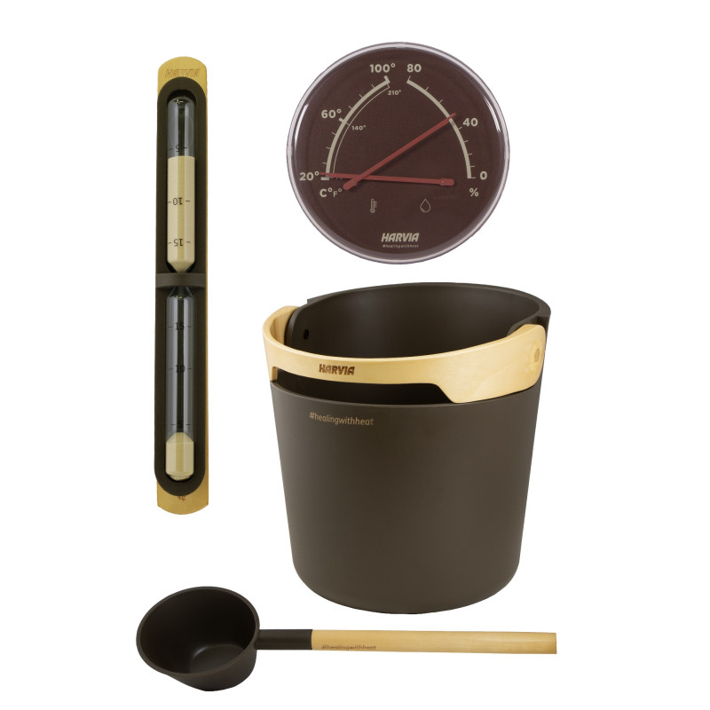 HARVIA Set accesorii sauna Helmi, Chocolate Brown