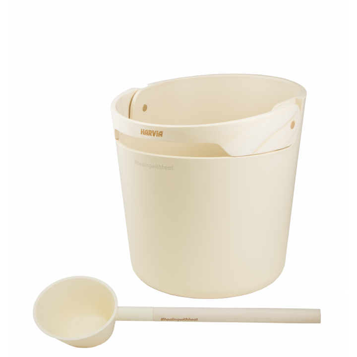 Set găleată și polonic de saună HARVIA Helmi, fildeș