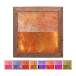 Lumină cu sare de Himalaya LED RGB, lemn de cedru 