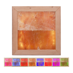Lumină cu sare de Himalaya LED RGB, lemn de arin negru 