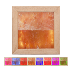 Lumină cu sare de Himalaya LED RGB, lemn de abachi 