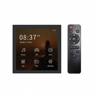 Amplificator audio stereo pentru acasă cu ecran tactil BT, montare pe perete, B4, negru