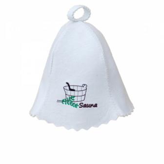 Palarie de sauna - SAUNA cu cada alba si cupa