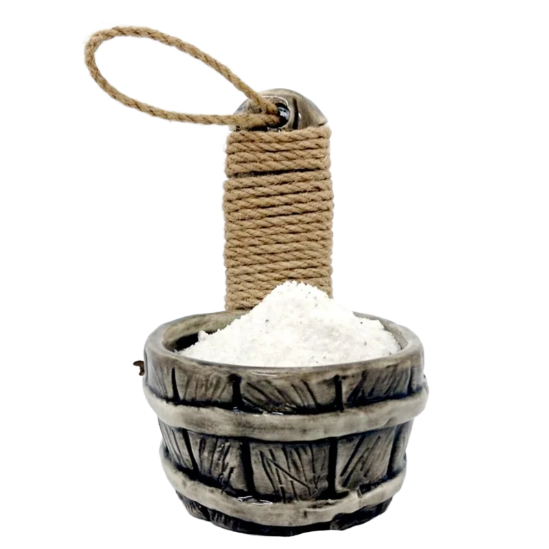 Recipient de sare din ceramica pentru sauna - butoi 200 ml