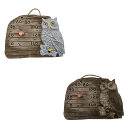 Termometru ceramic pentru saună - bufniță pe o ramură 