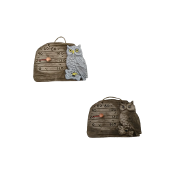 Termometru ceramic pentru saună - bufniță pe o ramură 