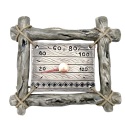 Termometru ceramic pentru saună - într-un cadru de crenguță 