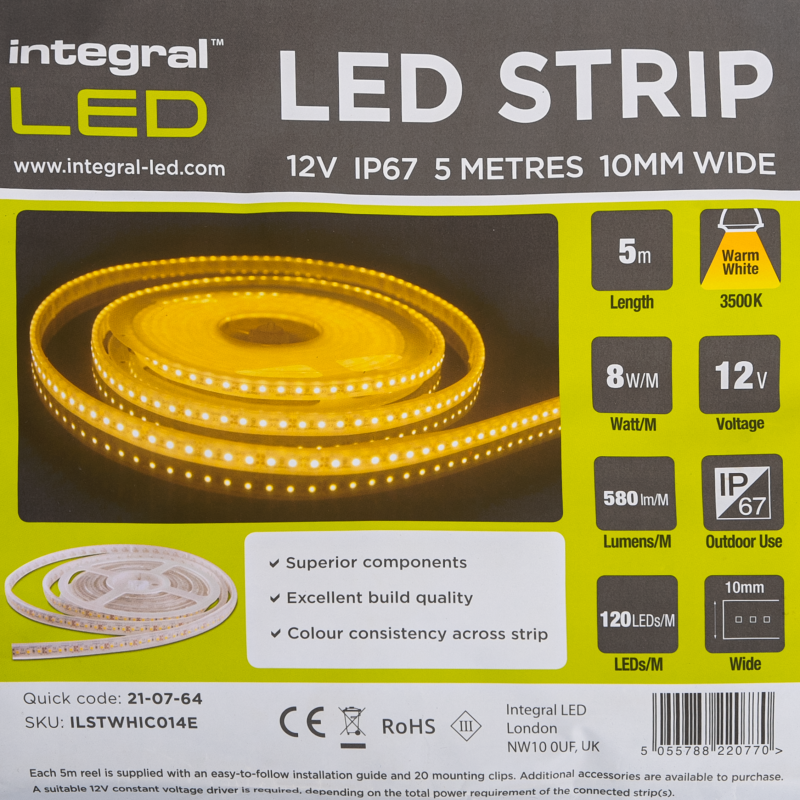Lumină LED albă caldă 12V