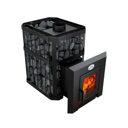 Incalzitor de sauna pe lemne - NOVA KLASSIK 18 cu retea, usi din sticla 