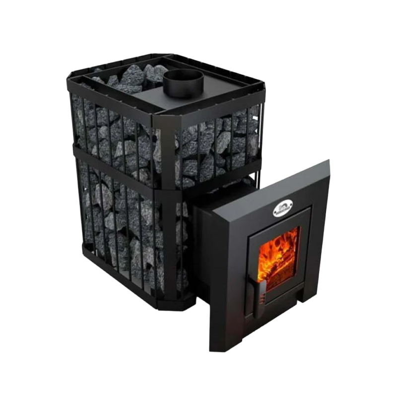 Incalzitor de sauna pe lemne - NOVA KLASSIK 18 cu retea, usi din sticla